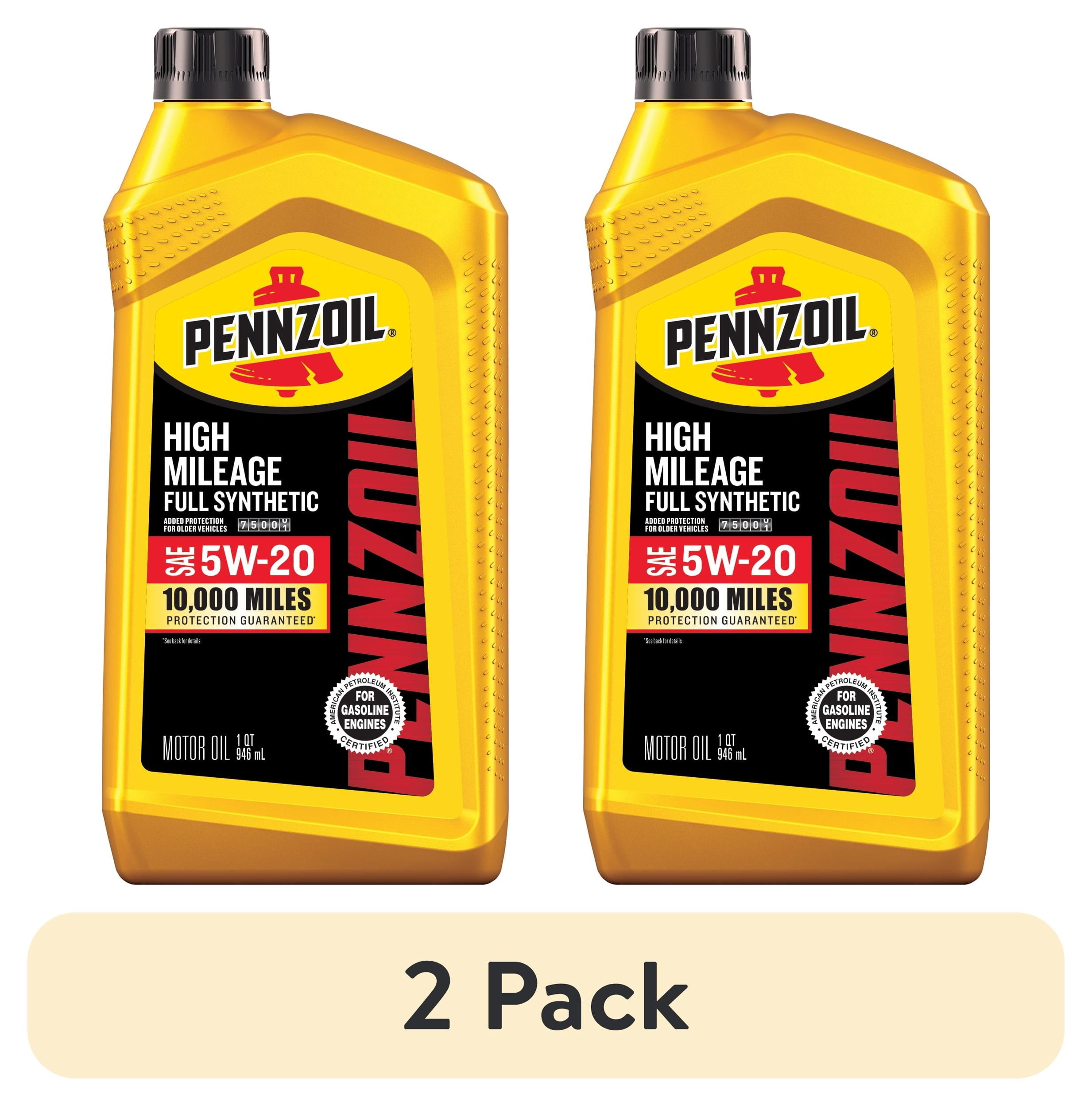 (2 pack) Pennzoil High Mileage Full Synthetic 5W-20 Motor Oil, 1 Quart