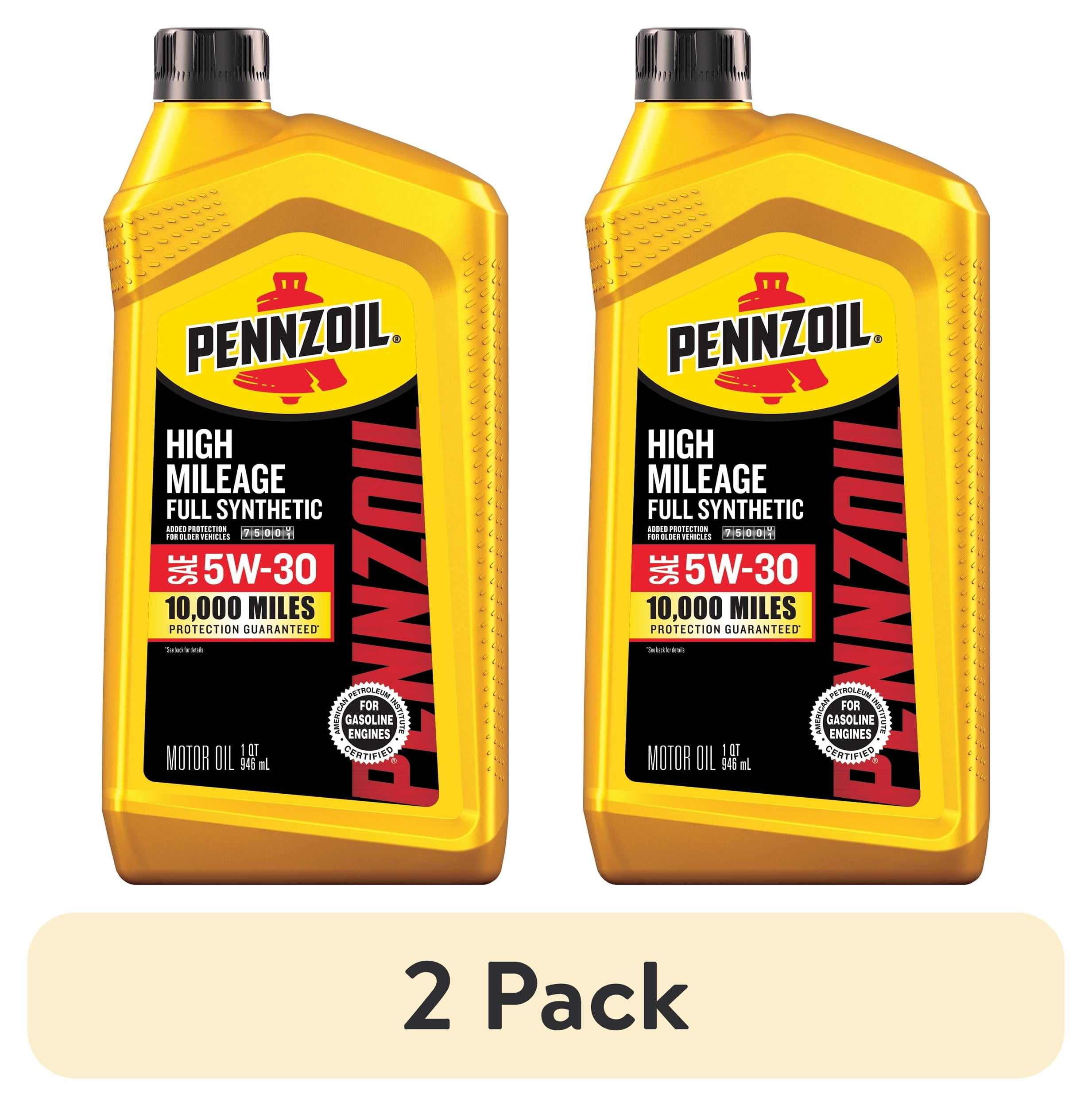 (2 pack) Pennzoil High Mileage Full Synthetic 5W-30 Motor Oil, 1 Quart