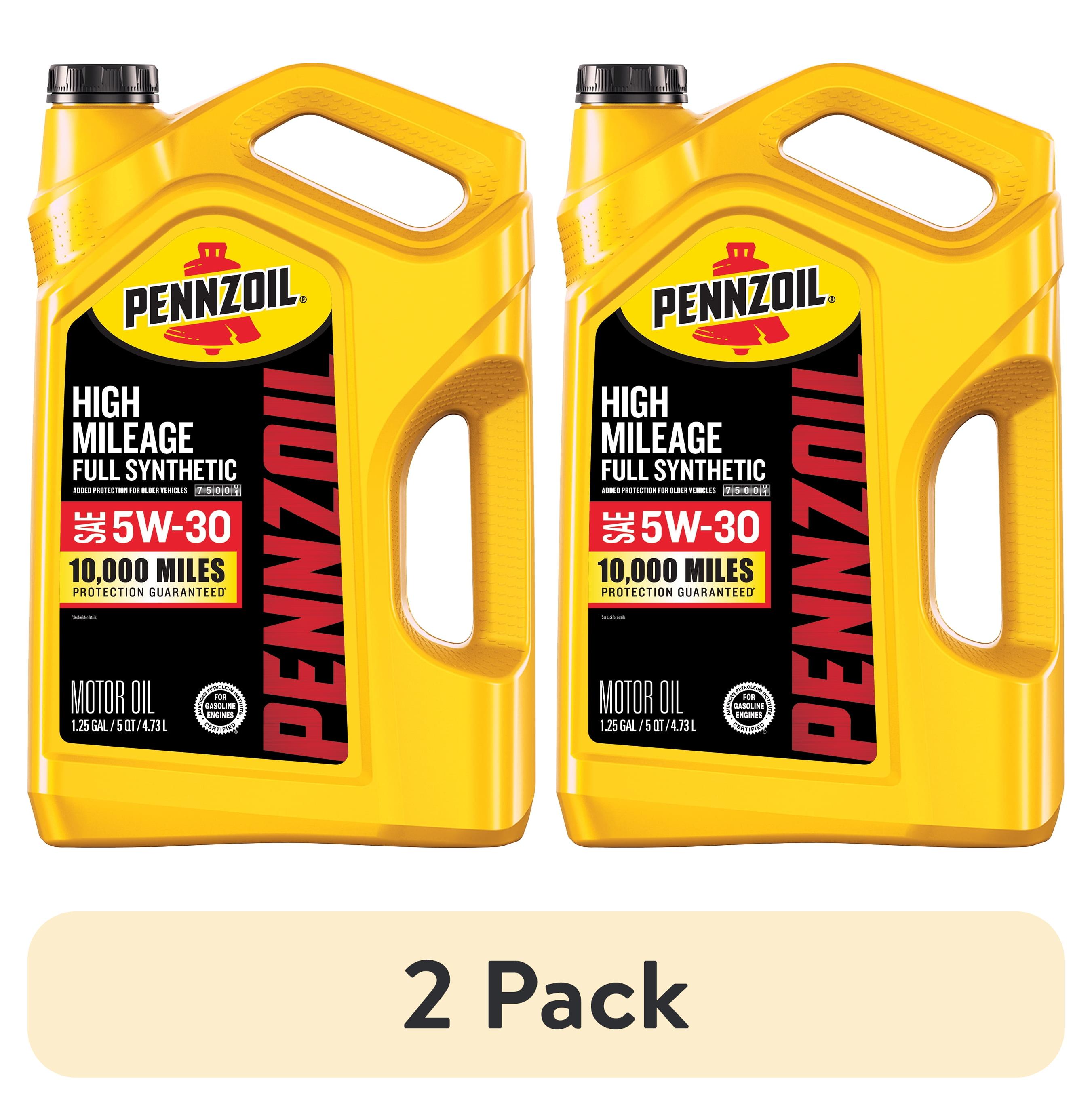 (2 pack) Pennzoil High Mileage Full Synthetic 5W-30 Motor Oil, 5 Quart ...