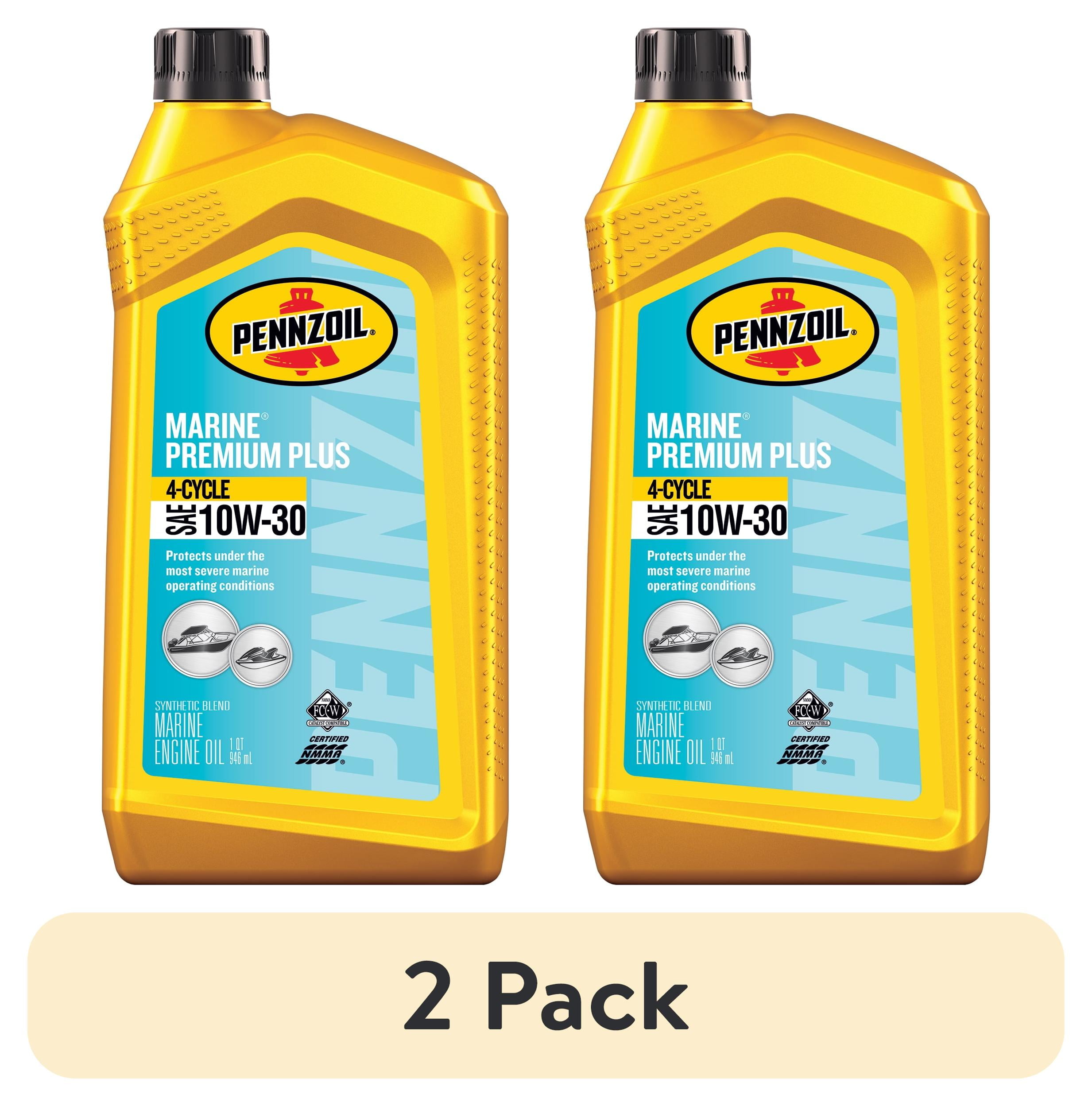 (2 pack) Pennzoil Marine Premium Plus Outboard 4-Cycle 10W-30 Engine Oil, 1 Quart