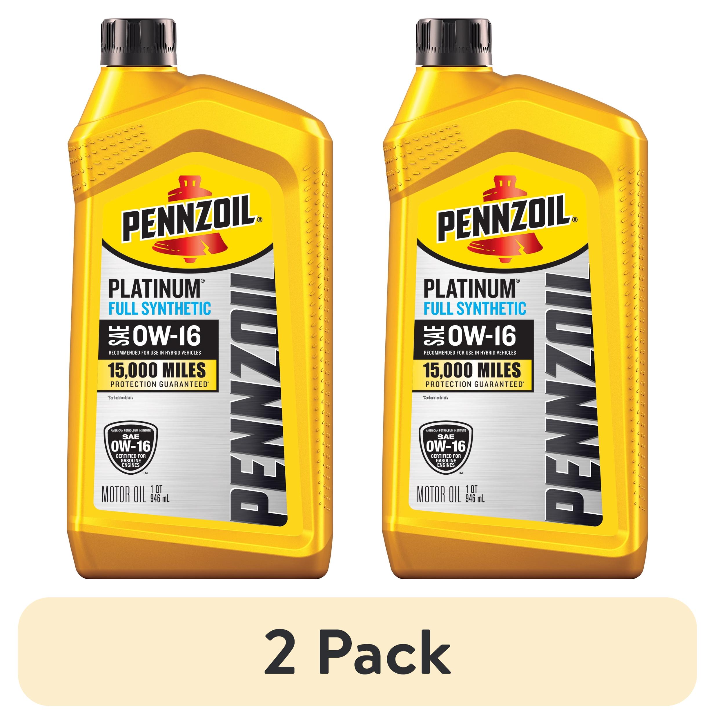 (2 pack) Pennzoil Platinum Full Synthetic 0W-16 Motor Oil, 1 Quart