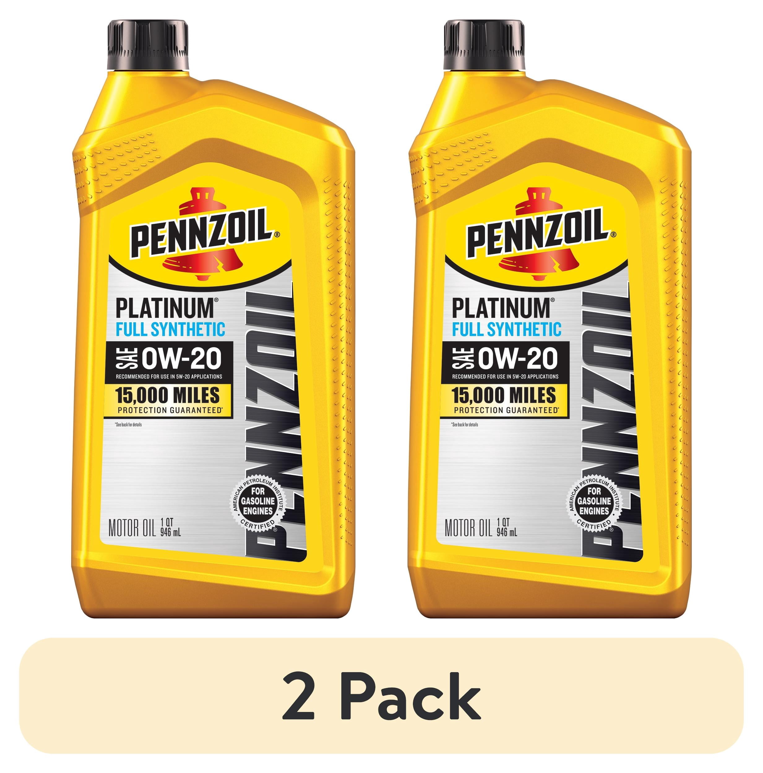 2 pack) Pennzoil Platinum Full Synthetic 0W-20 Motor Oil, 1-Quart