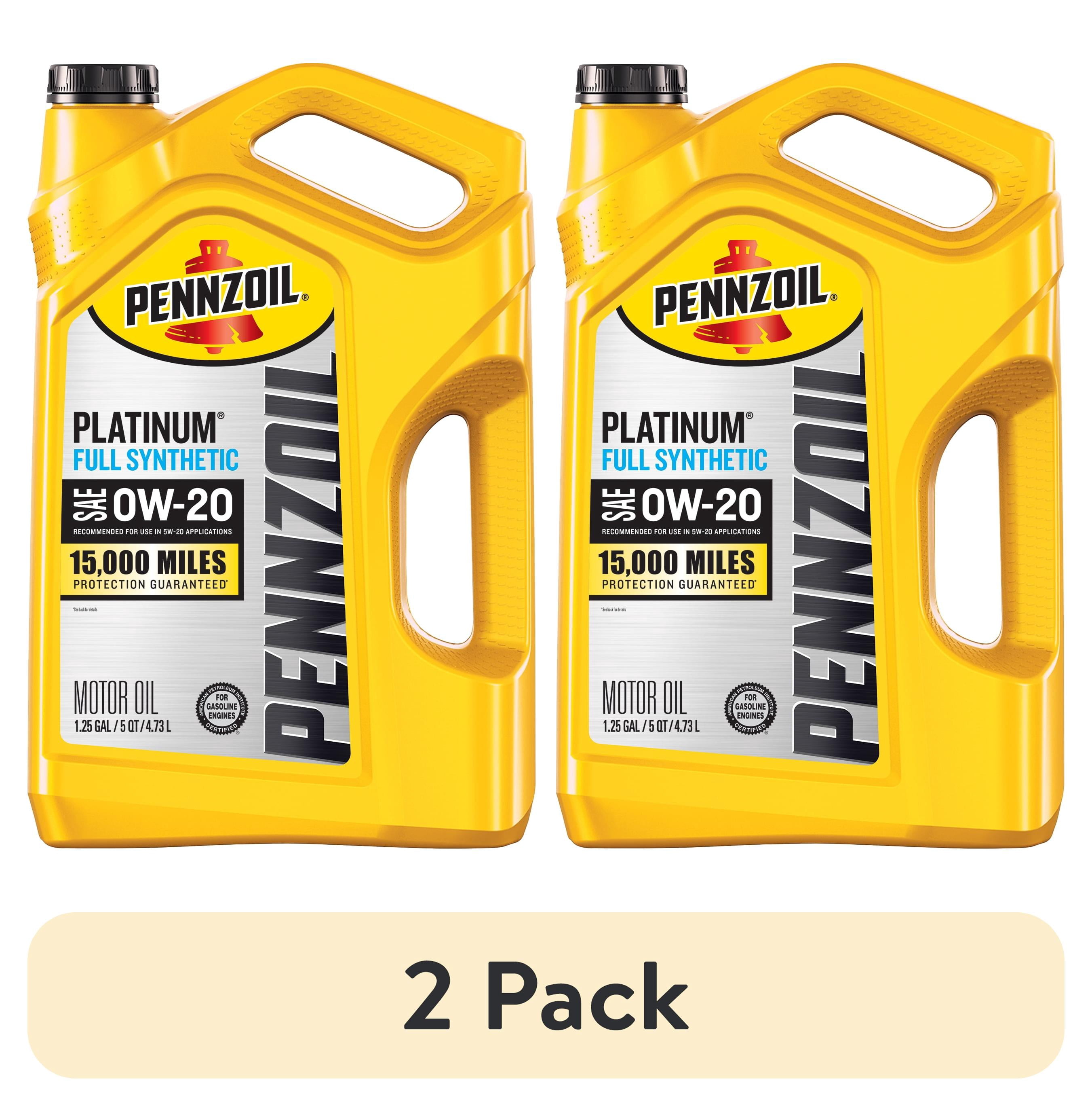 2 pack) Pennzoil Platinum Full Synthetic 0W-20 Motor Oil, 5 Quart