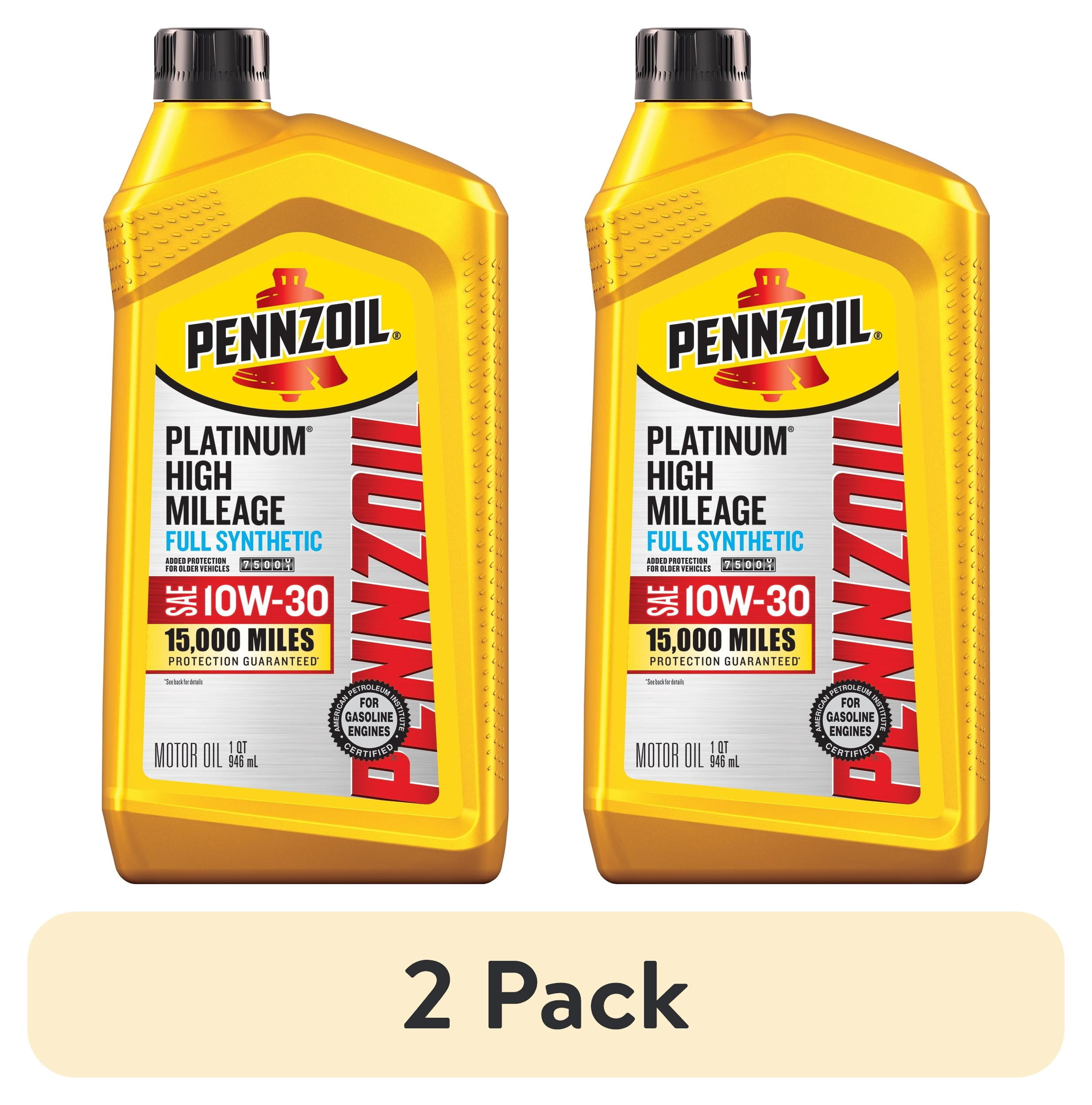 (2 pack) Pennzoil Platinum High Mileage Full Synthetic 10W-30 Motor Oil, 1 Quart