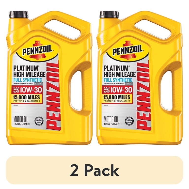 2 pack) Pennzoil Platinum High Mileage Full Synthetic 10W-30 Motor