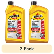 2 pack Pennzoil Platinum High Mileage Full Synthetic 5W-20 Motor Oil, 1 Quart