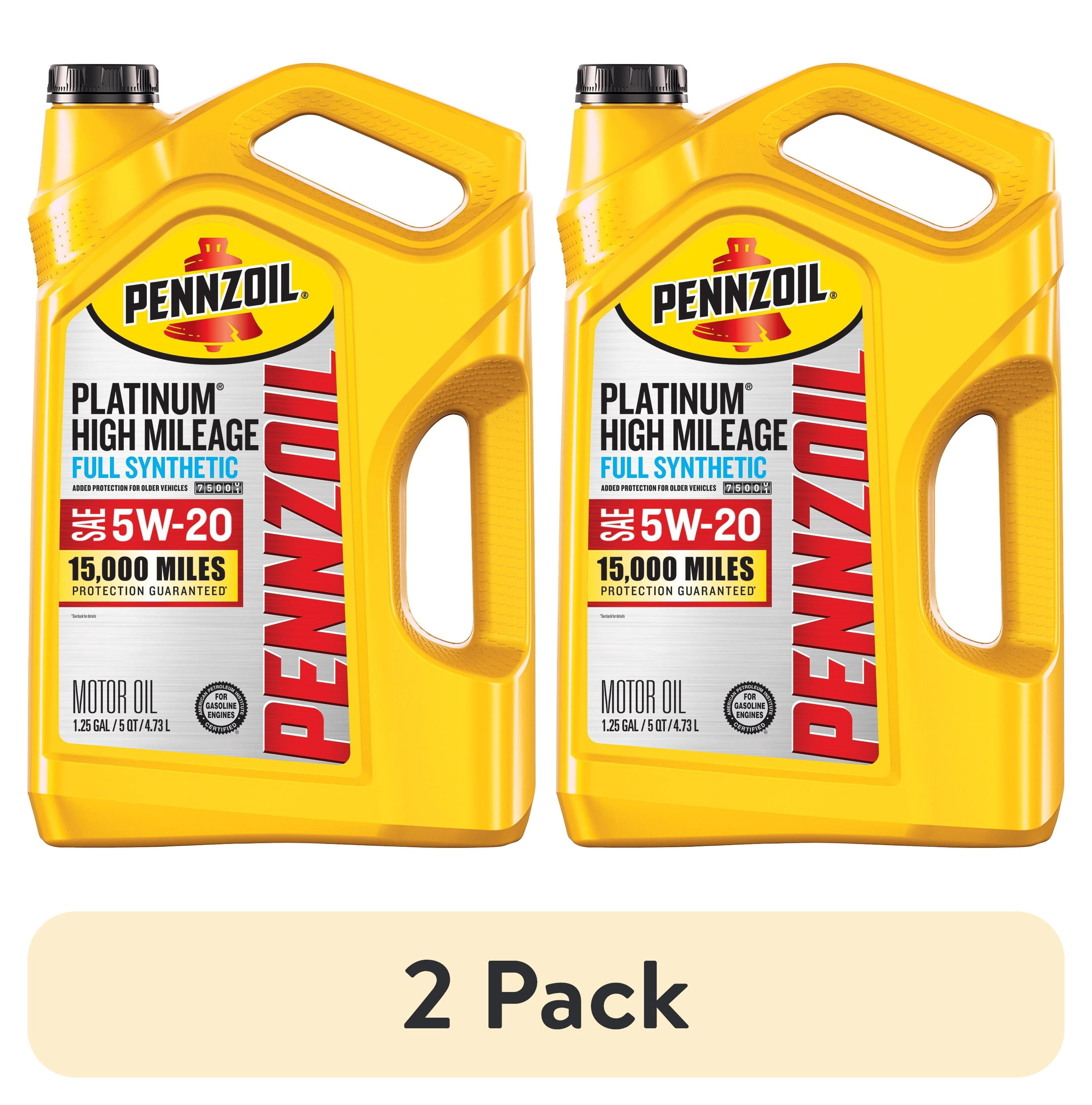 (2 pack) Pennzoil Platinum High Mileage Full Synthetic 5W-20 Motor Oil, 5 Quart