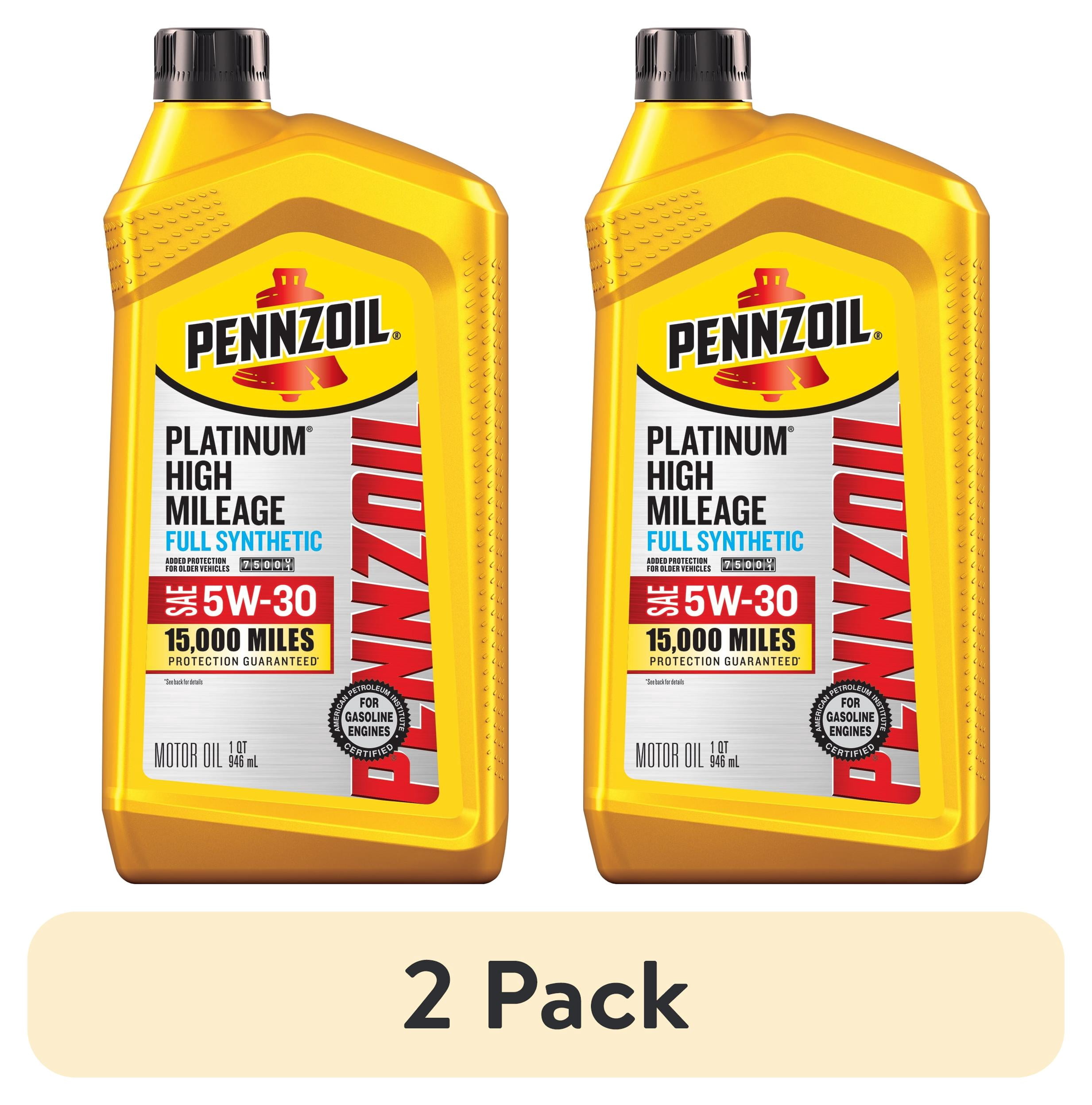 (2 pack) Pennzoil Platinum High Mileage Full Synthetic 5W-30 Motor Oil, 1 Quart