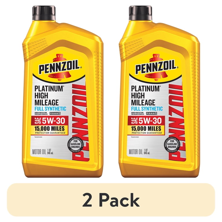 2 pack) Pennzoil Platinum High Mileage Full Synthetic 5W-30 Motor