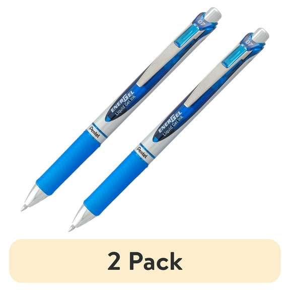 (2 pack) Pentel EnerGel RTX Gel Pen, 0.7mm Medium Metal Tip, Blue Ink