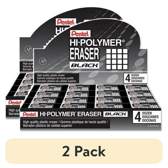 (2 pack) Pentel Hi-Polymer Non-Abrasive Latex-Free Erasers
