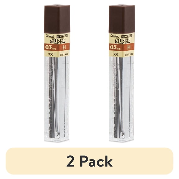 Pentel Super Hi-Polymer Leads, .3mm, H, 12/Pkg.