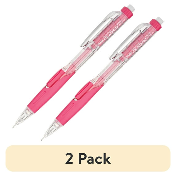 (2 pack) Pentel Twist-Erase Click Mechanical Pencil (0.7mm) Clear Barrel