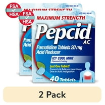 (2 pack) Pepcid AC Maximum Strength Famotidine Tablets, Icy Cool Mint, 40 Ct