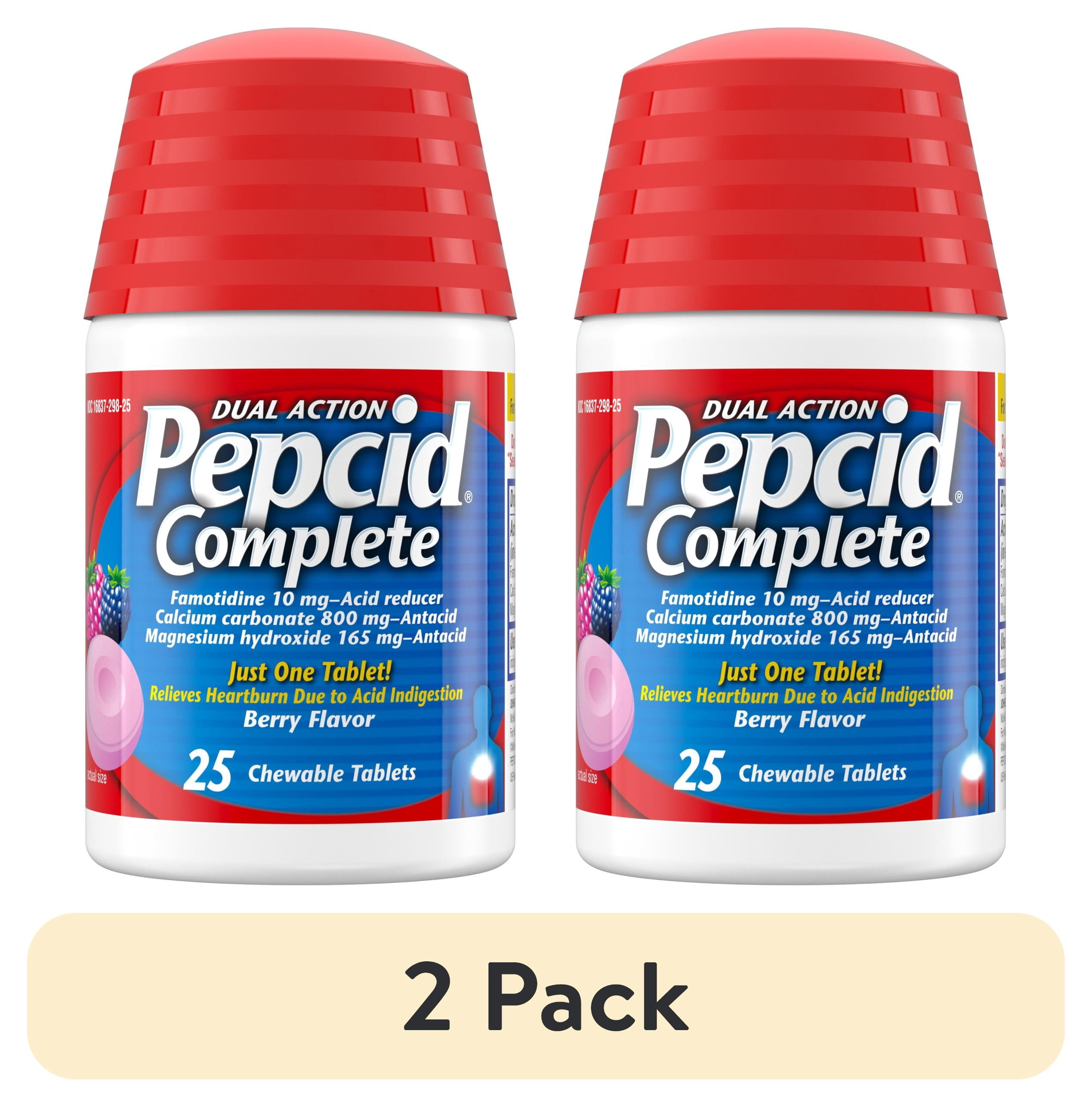 (2 pack) Pepcid Complete Acid Reducer + Antacid Chews, Berry, 25 Count ...