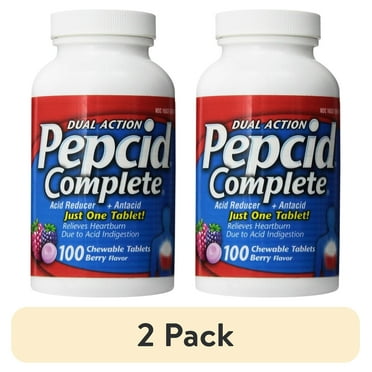 Pepcid Complete Dual Action Acid Reducer and Antacid Chewcap, Berry Flavor, 100 Ct
