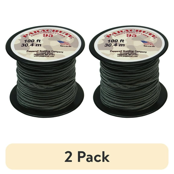 (2 pack) Pepperell Braiding Company Parachute Cord 1.9mmX100'-Gun Metal