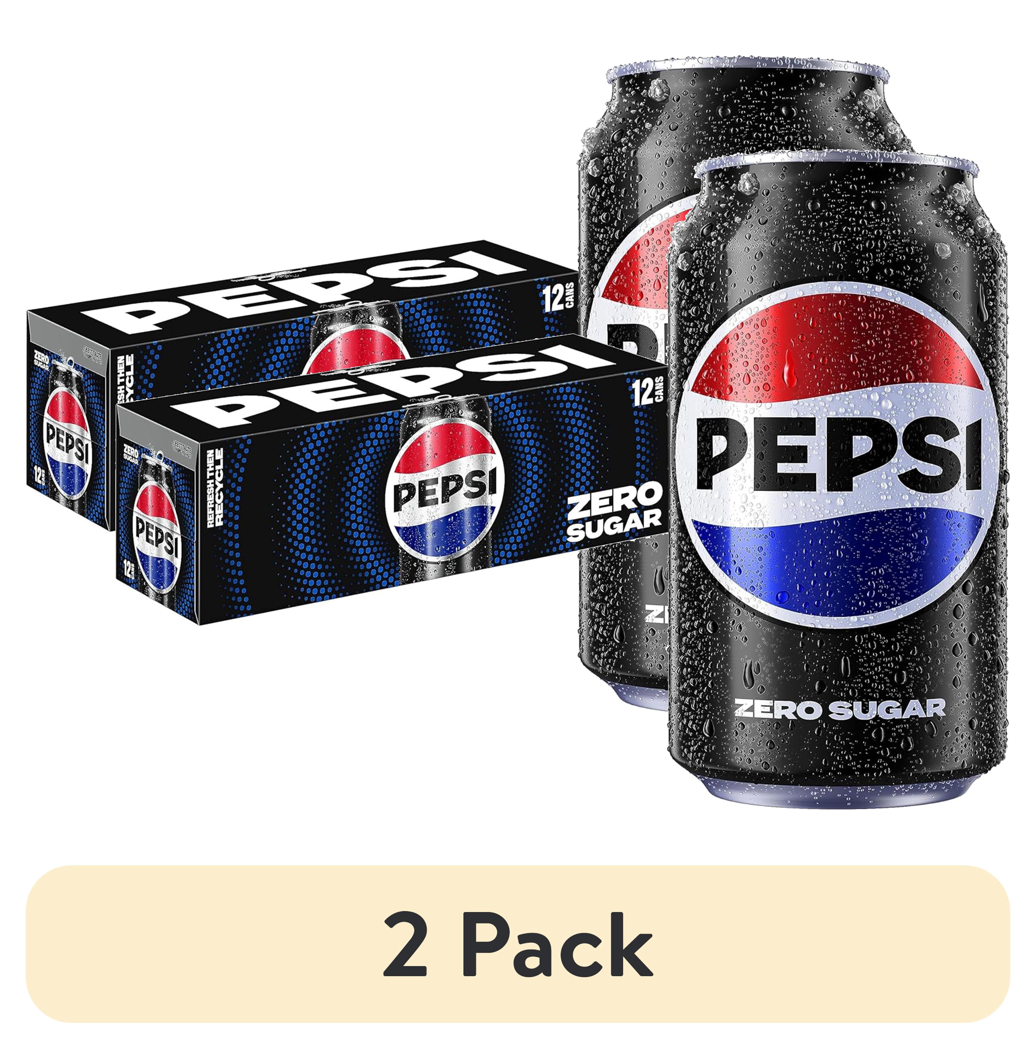 (2 pack) Pepsi Cola Zero Sugar Soda Pop, 12 fl oz, 12 Pack Cans