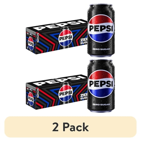 (2 pack) Pepsi Cola Zero Sugar Soda Pop, 12 fl oz, 12 Pack Cans