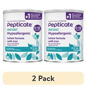 2 pack Pepticate Baby Formula, Hypoallergenic Powdered Infant Formula for Cow Milk Allergy, with Omega 3 DHA, ARA, Iron & Prebiotics, 13.2oz