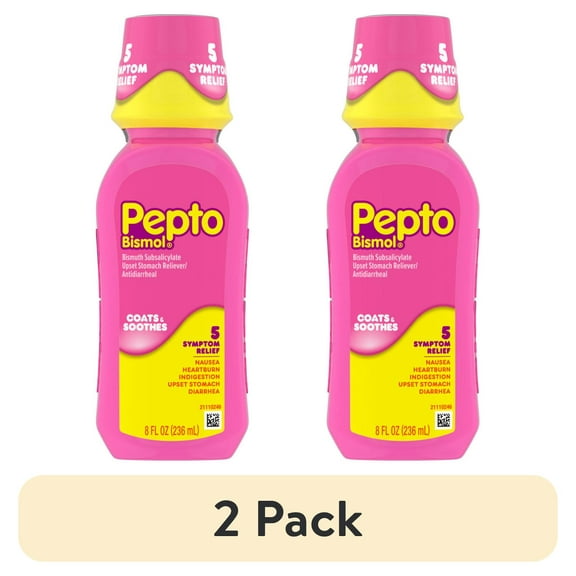 (2 pack) Pepto Bismol Liquid, Indigestion and Anti-Diarrhea Stomach Relief, Original, 8 Fl oz