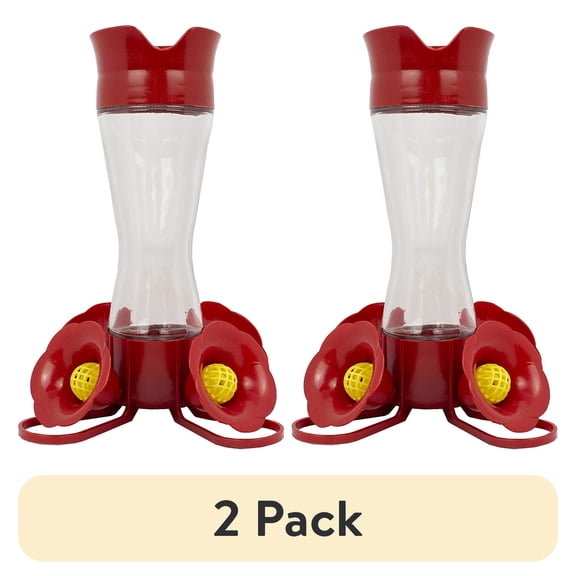 (2 pack) Perky-Pet Pinch-Wait Glass Hummingbird Feeder for Outdoors, 8 oz Nectar Capacity