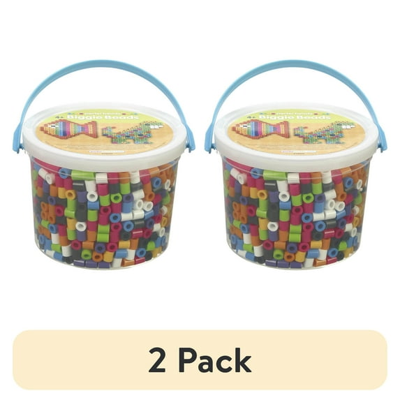 (2 pack) Perler Biggie Beads Bucket Assorted colors, 1200 ct