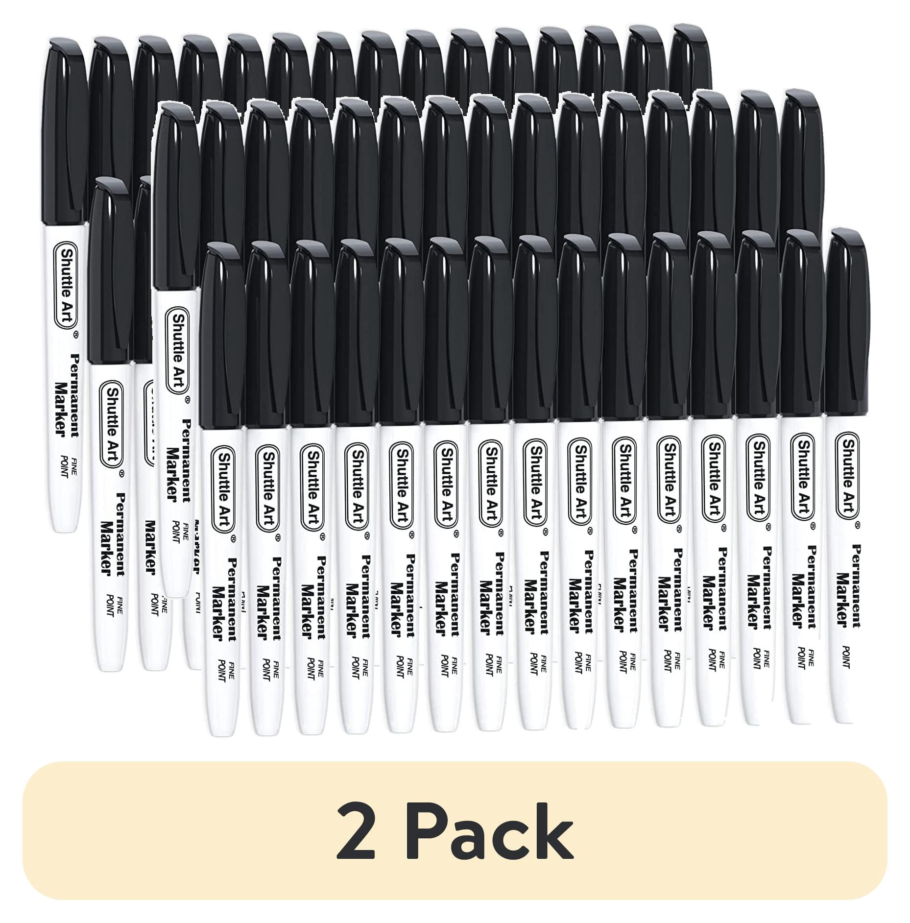 (2 pack) Permanent Markers,Shuttle Art 30 Pack Black Permanent Marker set,Fine Point, Works on Plastic,Wood,Stone,Metal and Glass for Doodling, Marking