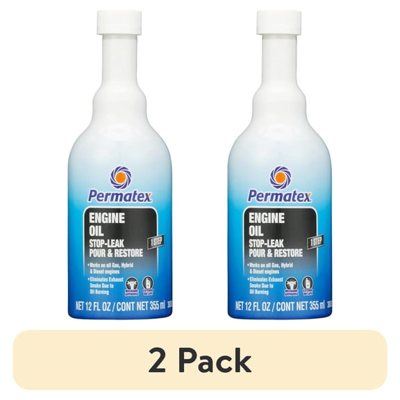 (2 pack) Permatex 30302 Engine Oil Stop Leak, Effectively Stops and Prevents Oil Leaks, 12 oz