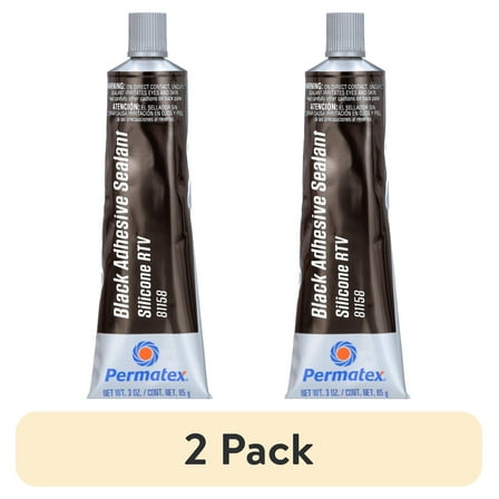 (2 pack) Permatex 75150 Black Silicone Adhesive Sealant, 3 oz