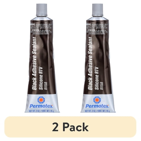 (2 pack) Permatex Black Silicone Adhesive Sealant - 75150