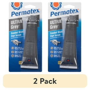 (2 pack) Permatex Ultra Grey Rigid High-Torque RTV Silicone Gasket Maker, Sensor Safe And Non-Corrosive, For High Torque And Vibration Resistant Applications, 3 oz 75191