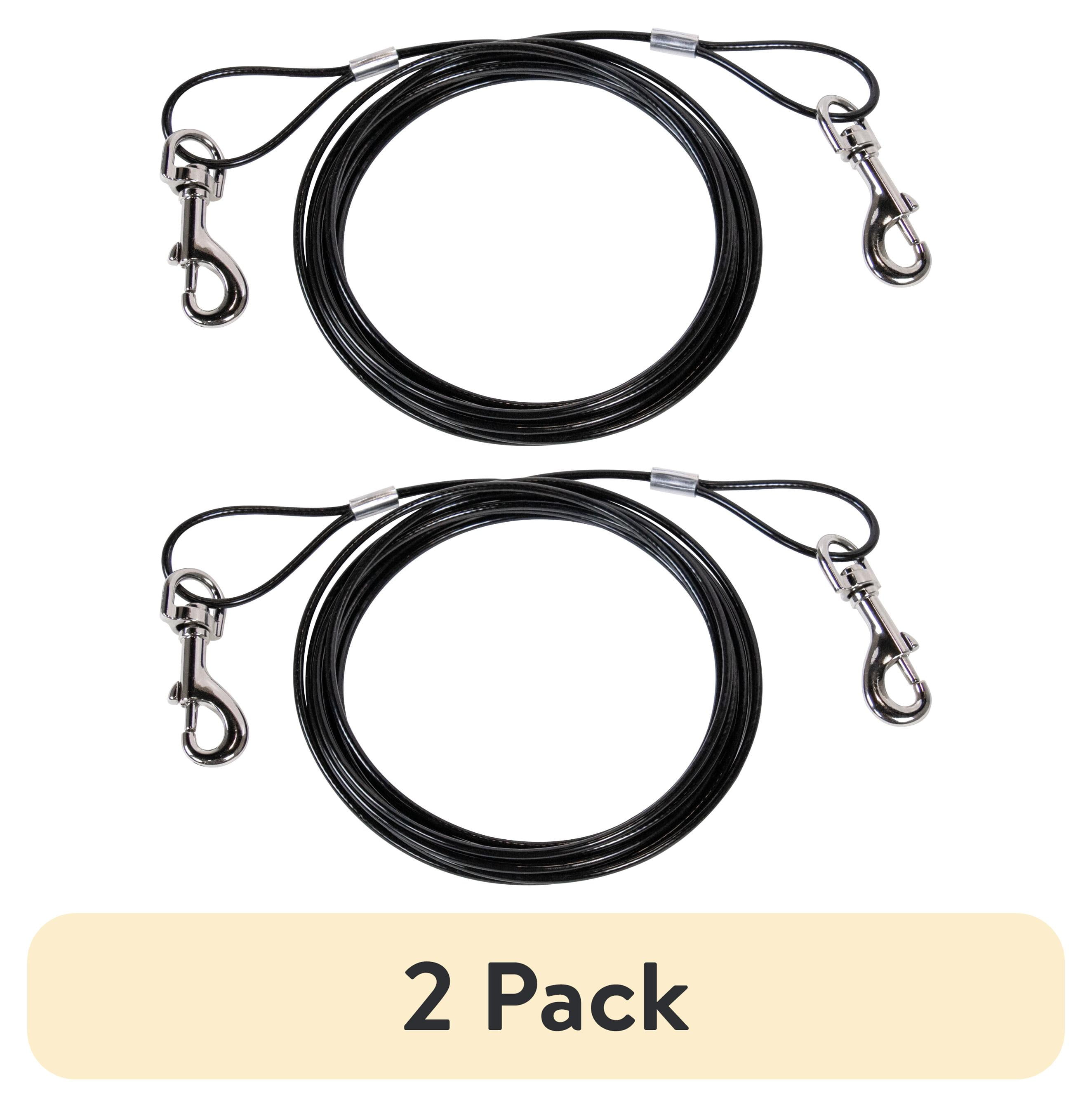 (2 pack) Pet Champion 10ft Vinyl-Covered Tie-Out Cable for Dogs up to 40 Pounds