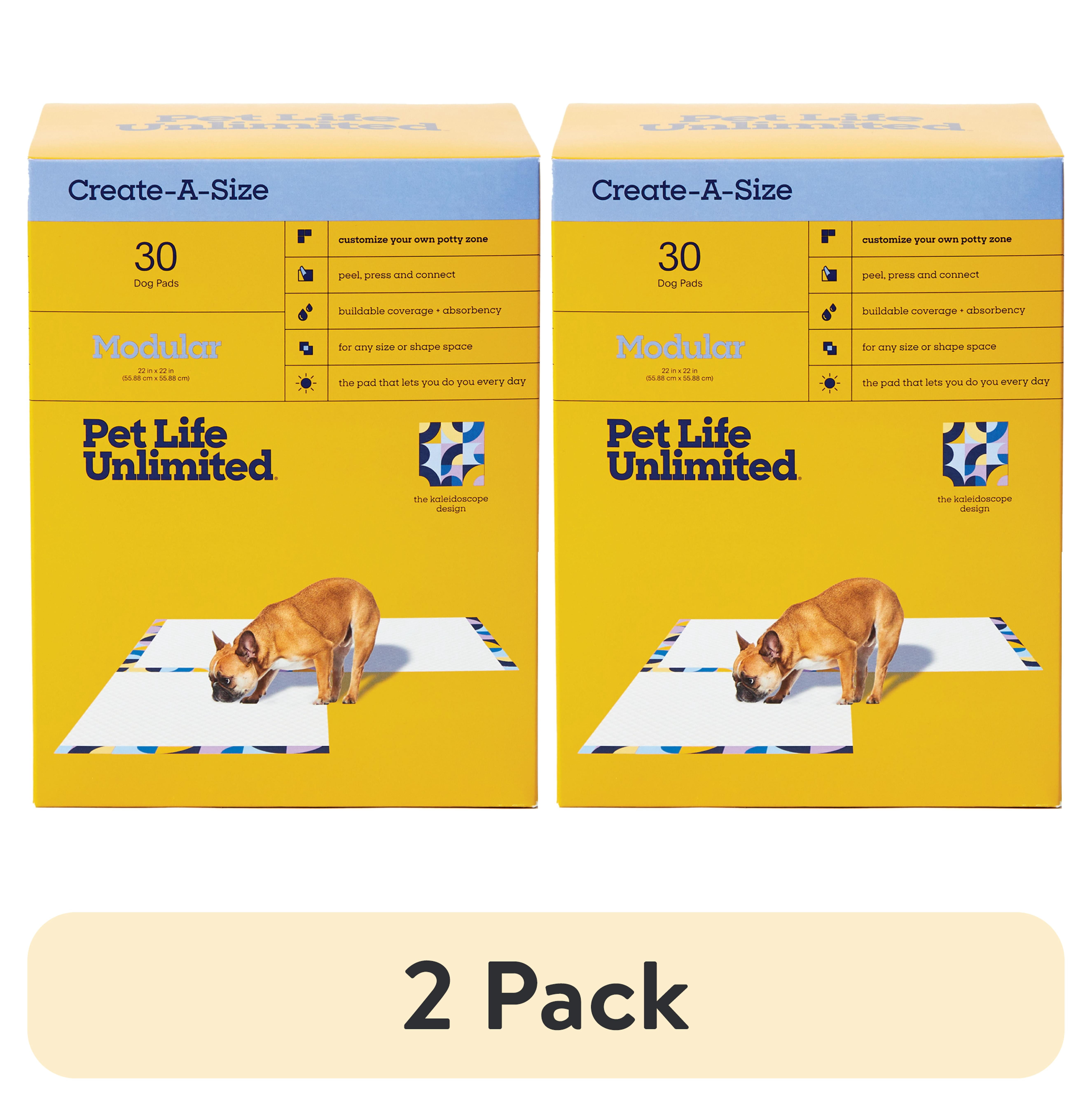 (2 pack) Pet Life Unlimited Create-a-Size Modular Dog Pads, Large, 30ct