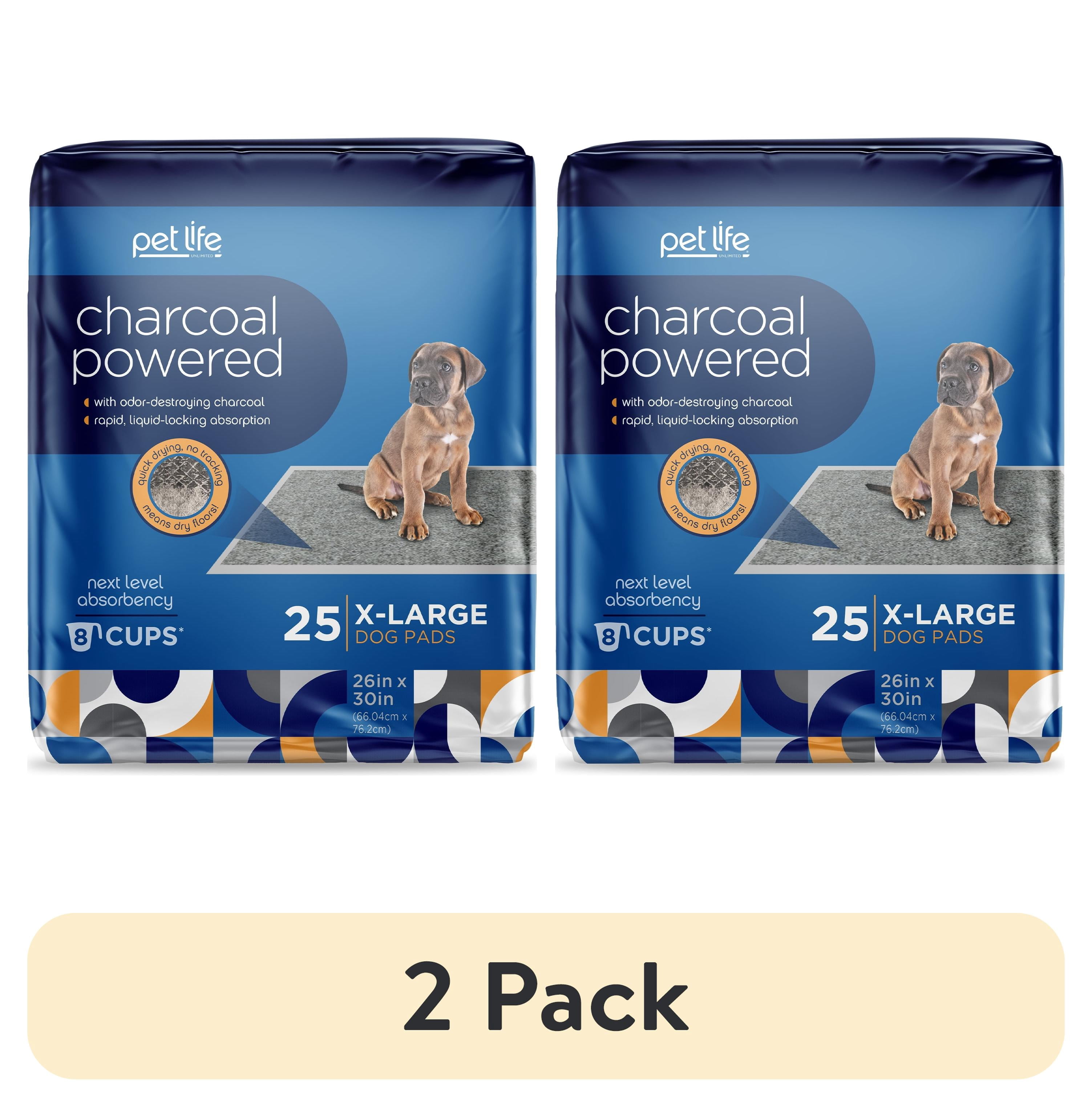 (2 pack) Pet Life Unlimited Dog Pads, Charcoal, XL, 25ct