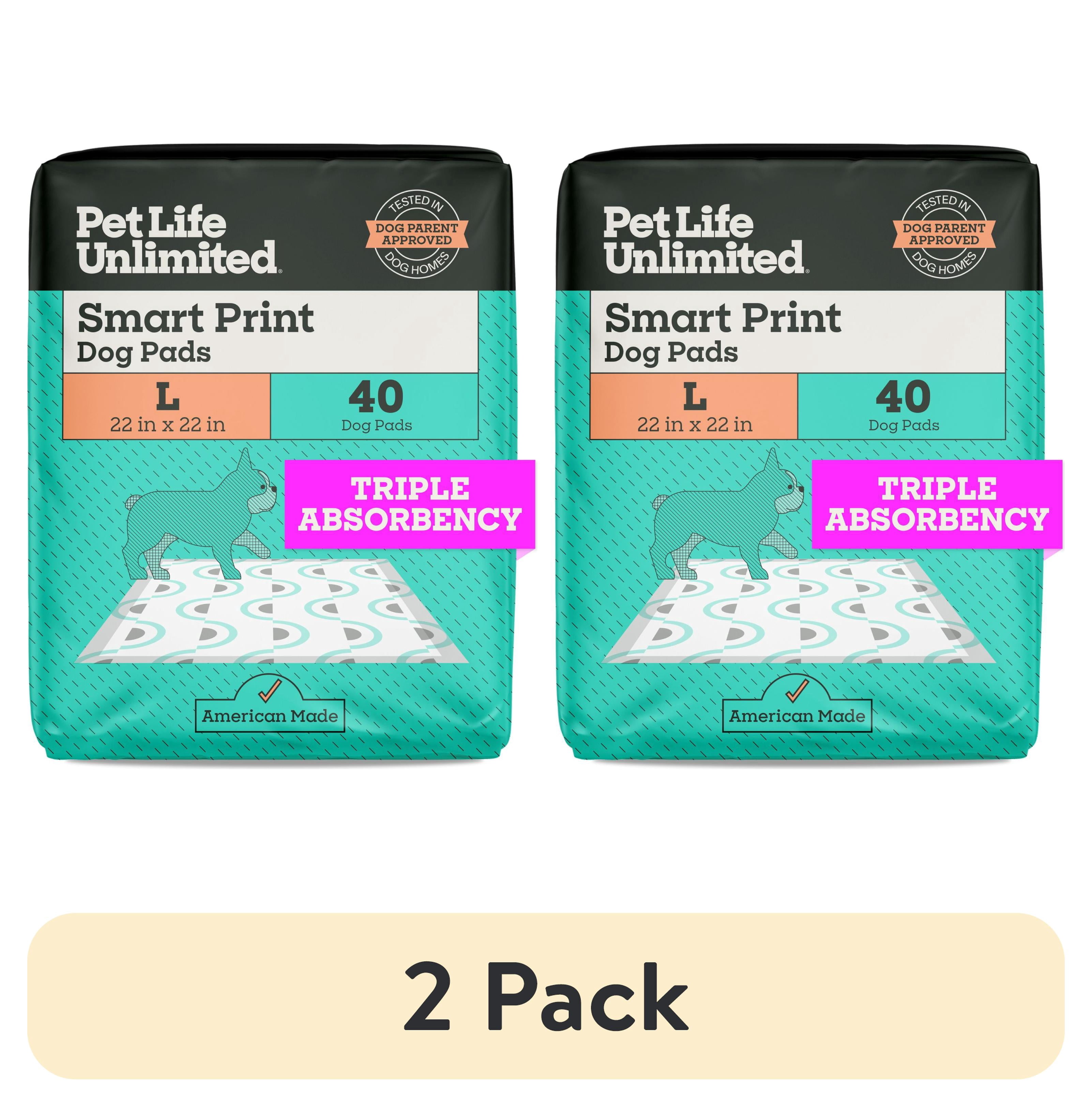 (2 pack) Pet Life Unlimited Smart Print Dog Pads, Large, 22" x 22", 40ct