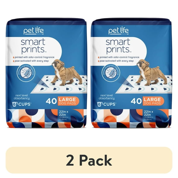 (2 pack) Pet Life Unlimited Dog Pads, Smart Prints, Large, 22" x 22", 40ct