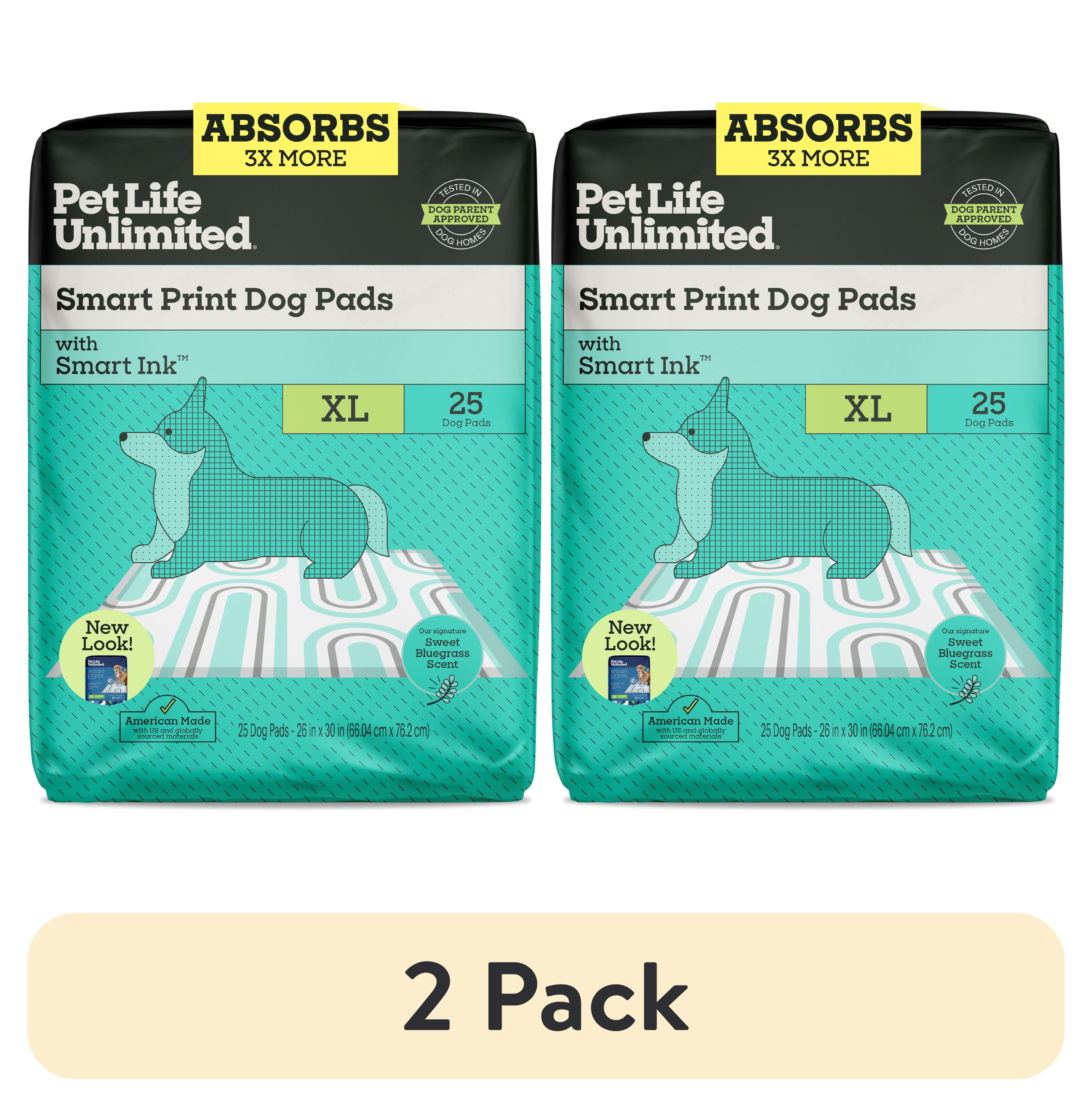 (2 pack) Pet Life Unlimited Smart Print Dog Pads, XL, 26" x 30", 25ct