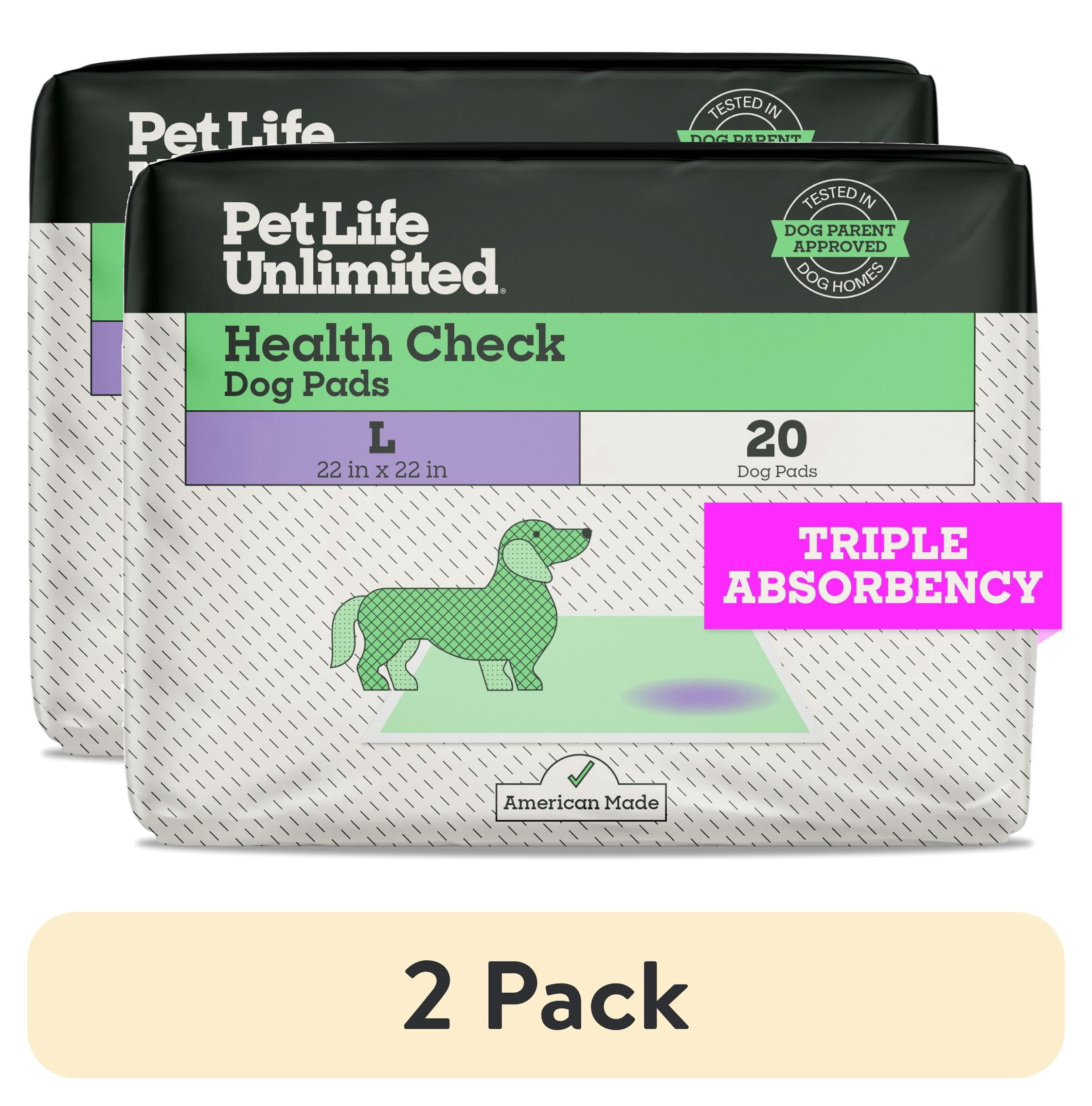 (2 pack) Pet Life Unlimited Health Check Dog Pads, Large, 22" x 22", 20ct