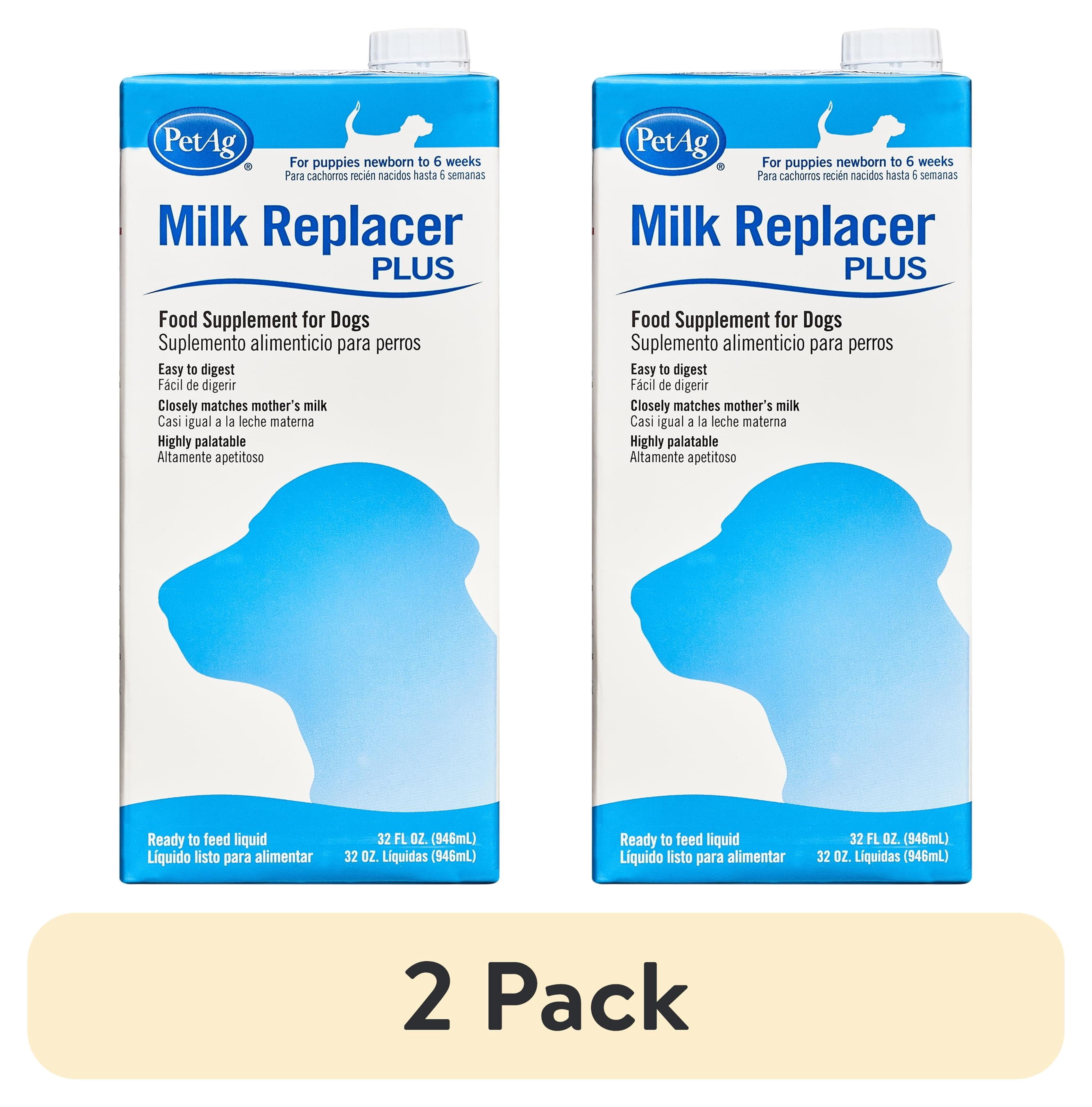 (2 pack) PetAg Milk Replacer Liquid for Dogs and Puppies, 32 fl oz