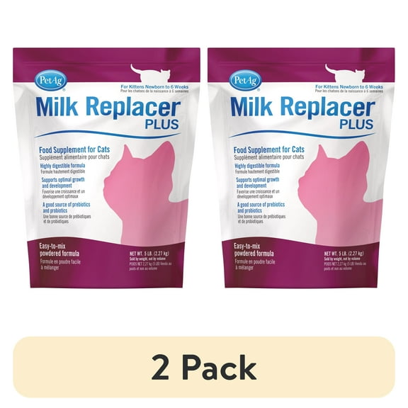 (2 pack) PetAg Milk Replacer Plus Kitten 5 lb. Bag Powder
