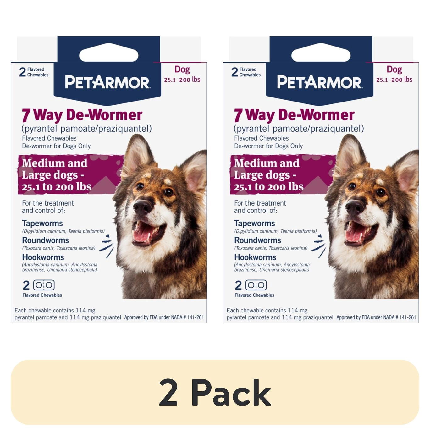 (2 pack) PetArmor For Dogs 7 Way De-Wormer For Medium & Large Dogs