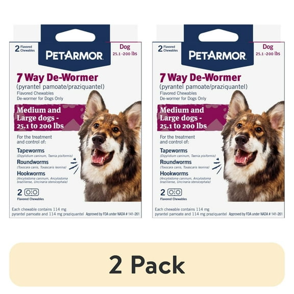 (2 pack) PetArmor For Dogs 7 Way De-Wormer For Medium & Large Dogs