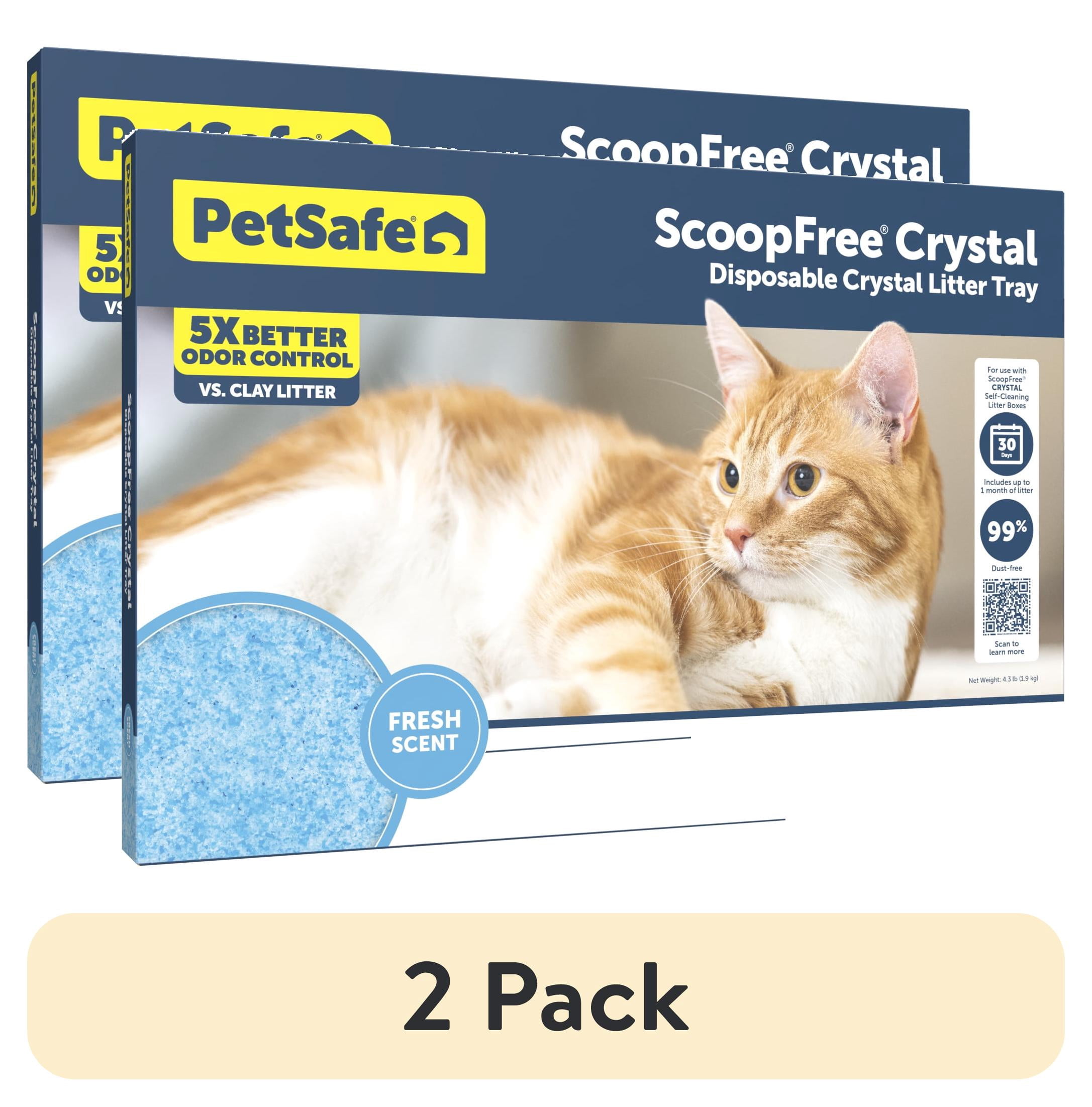 (2 pack) PetSafe ScoopFree Crystal Disposable Cat Litter Tray, Fresh Scent, Silica Crystals, 1-Pack, Blue