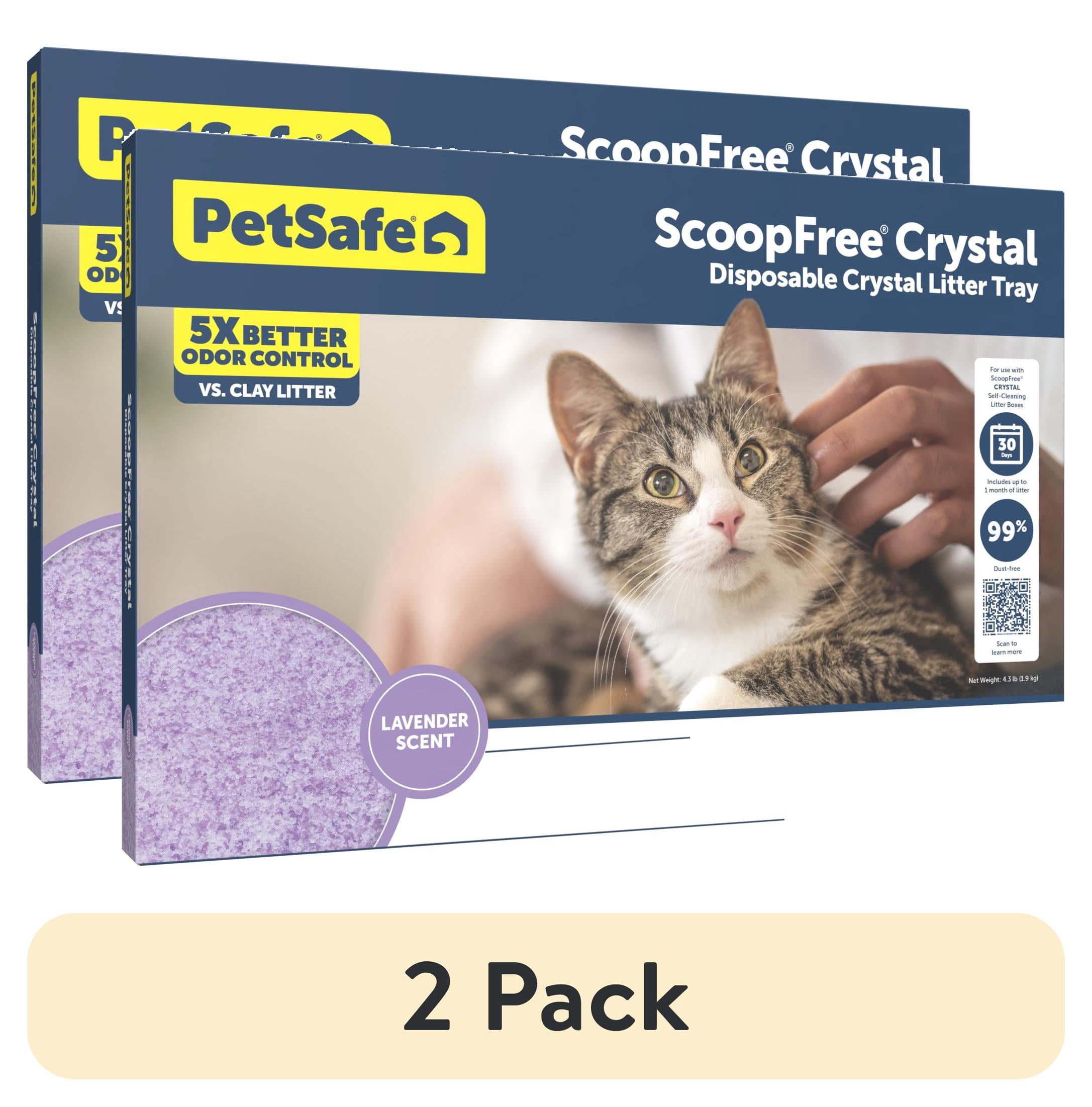 (2 pack) PetSafe ScoopFree Crystal Replacement Lavender Scented Litter Tray  Easy Cleanup with Disposable Tray  Includes Leak Protection and Low Tracking Litter