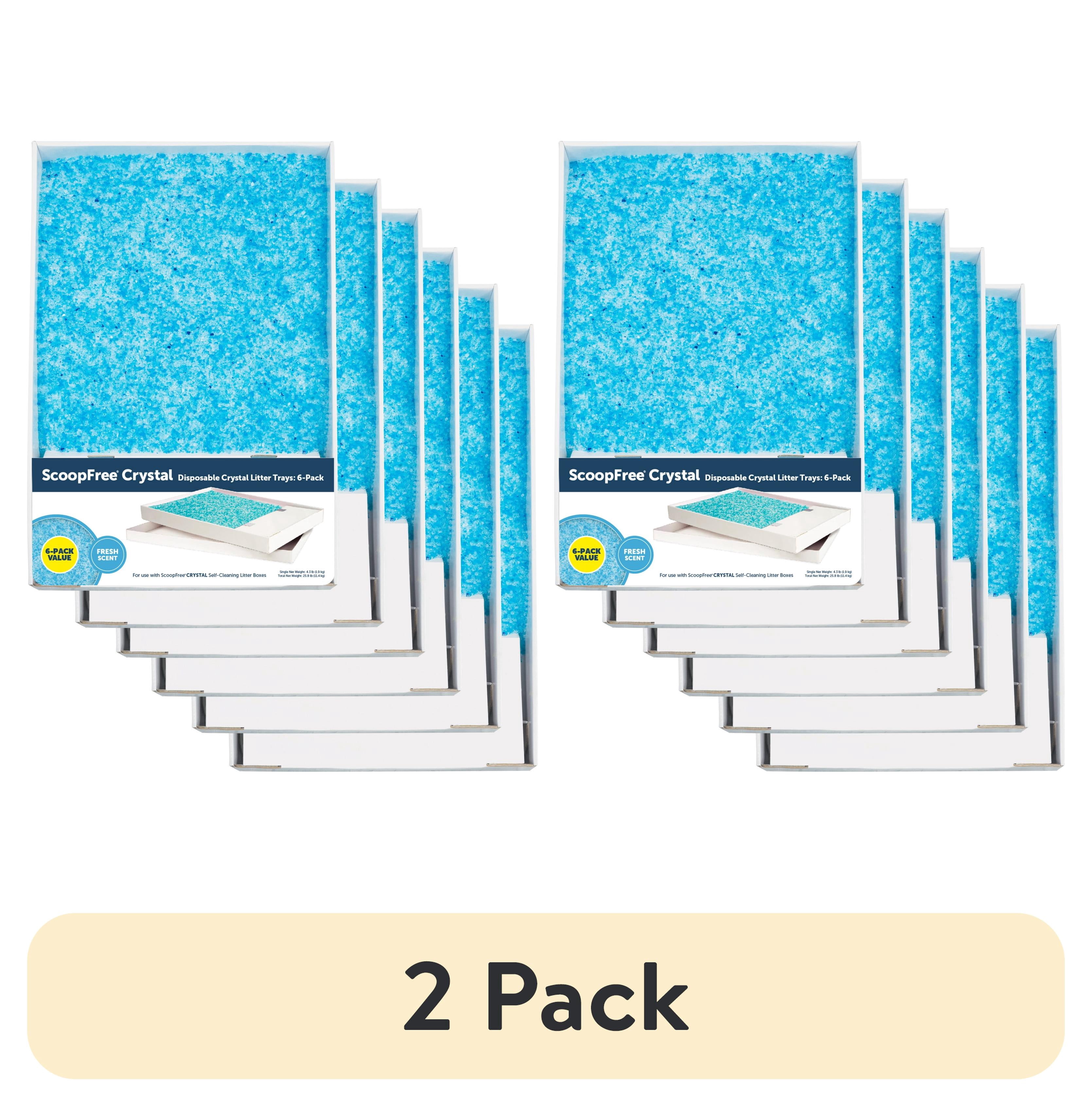 (2 pack) PetSafe ScoopFree Crystal Disposable Cat Litter Trays, Fresh Scent, Silica Crystals, 6-Pack, Blue