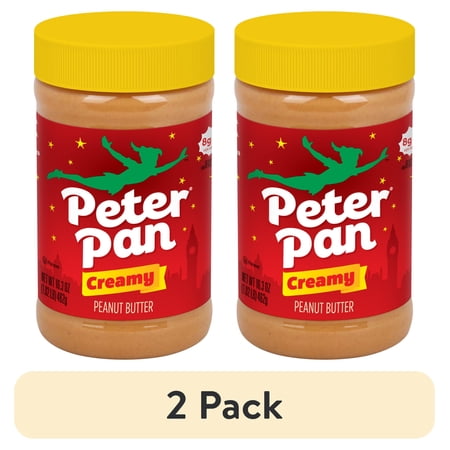 (2 pack) Peter Pan Creamy Peanut Butter,Smooth, Gluten Free Peanut Butter, 16.3 oz Jar