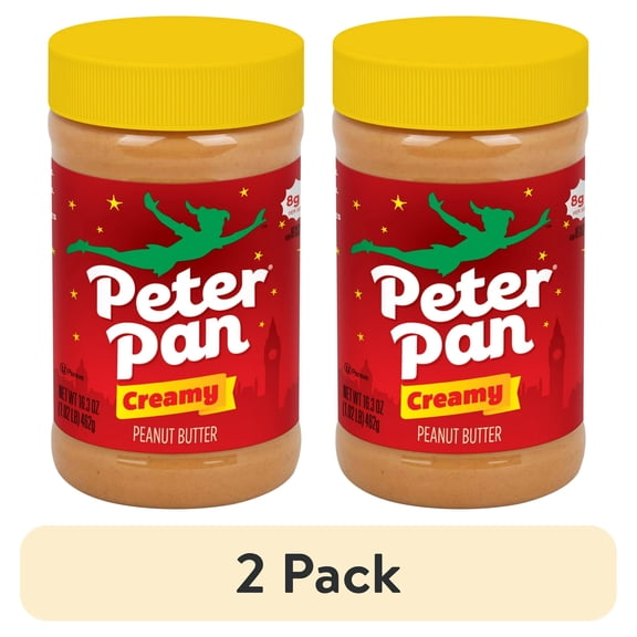 (2 pack) Peter Pan Creamy Peanut Butter,Smooth, Gluten Free Peanut Butter, 16.3 oz Jar