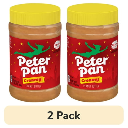 (2 pack) Peter Pan Original Creamy Peanut Butter Spread, Smooth, Gluten-Free, 28 oz Jar