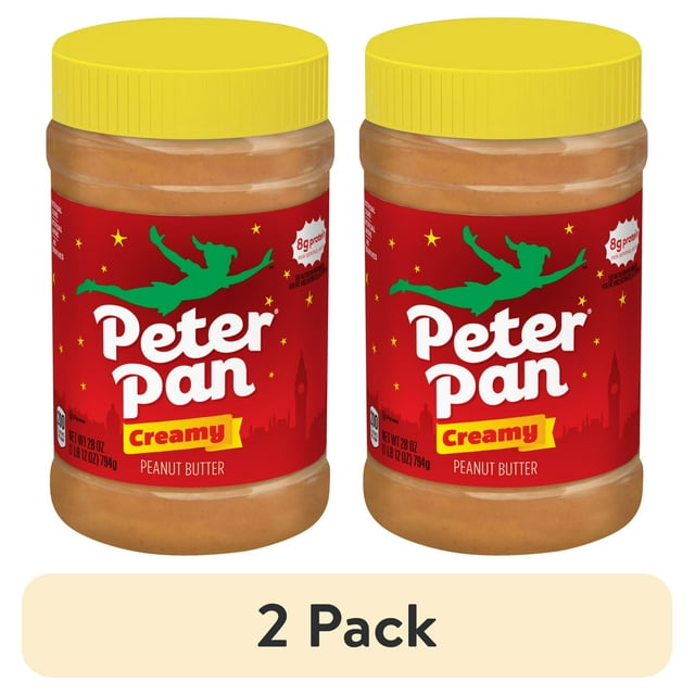 (2 pack) Peter Pan Original Creamy Peanut Butter Spread, Smooth, Gluten-Free, 28 oz Jar